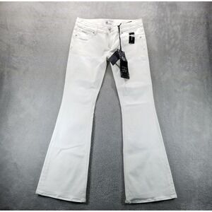 VTG‎ Express Jeans Womens 10 White Rerock Flare Low Rise Y2K Dazzle